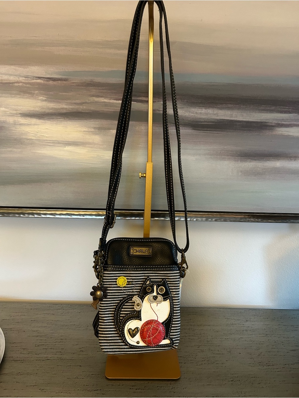 Chala “Fat Cat” Striped Crossbody Phone Bag NWT